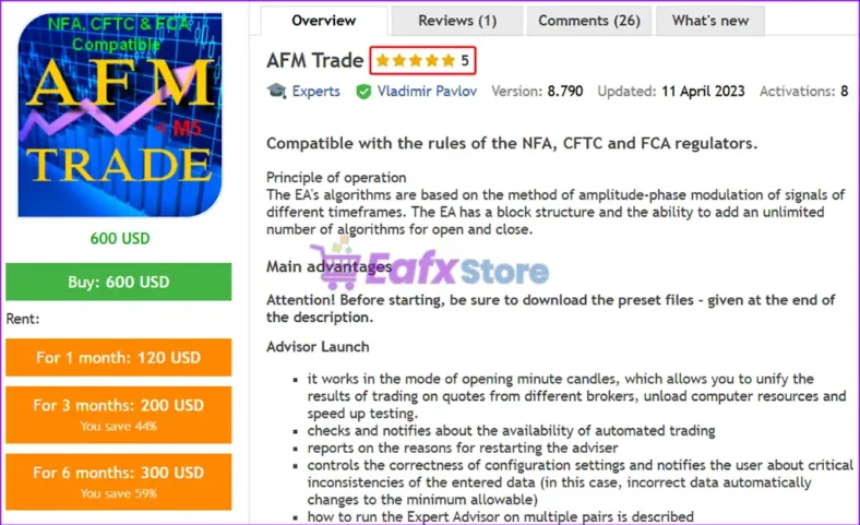 AFM Trade EA MT4 Overview