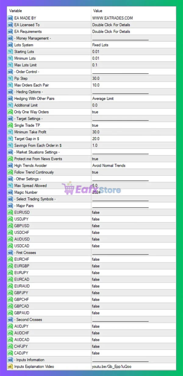 AI Correlation 2024 EA Settings Panel