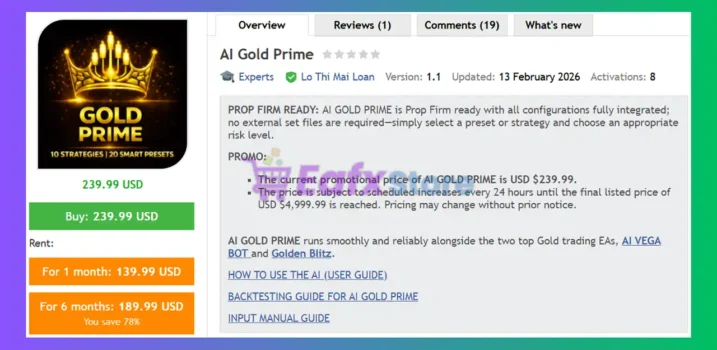 AI Gold Prime EA MT5 Review