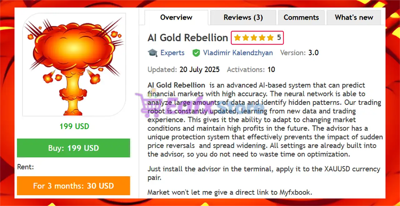 AI Gold Rebellion EA MT5 (Latest version) – GroupBuy 2 AI Gold Rebellion EA Overview