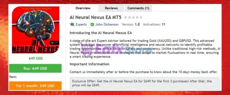 AI Neural Nexus EA MT5 Overview