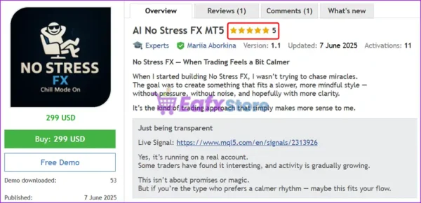 AI No Stress FX MT5 Review
