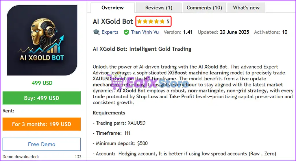 AI XGold Bot MT5 (Latest version) – GroupBuy 2 AI XGold Bot MT5 Overview