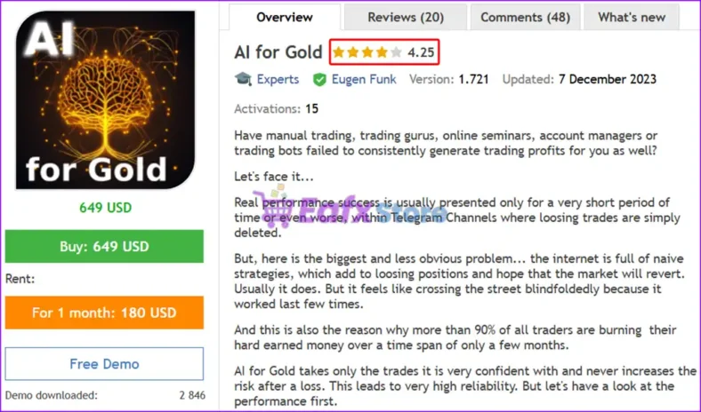 AI for Gold EA MT5 Overview