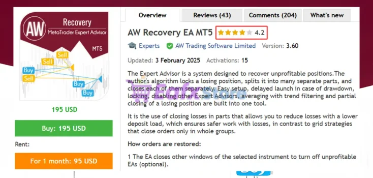 AW Recovery EA MT5 Review