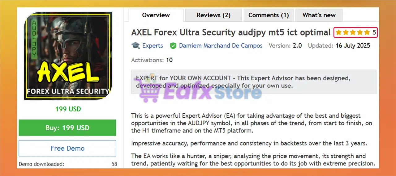 AXEL Forex Ultra Security AUDJPY MT5 (Latest version) – GroupBuy 2 AXEL Forex Ultra Security AUDJPY MT5 Overview