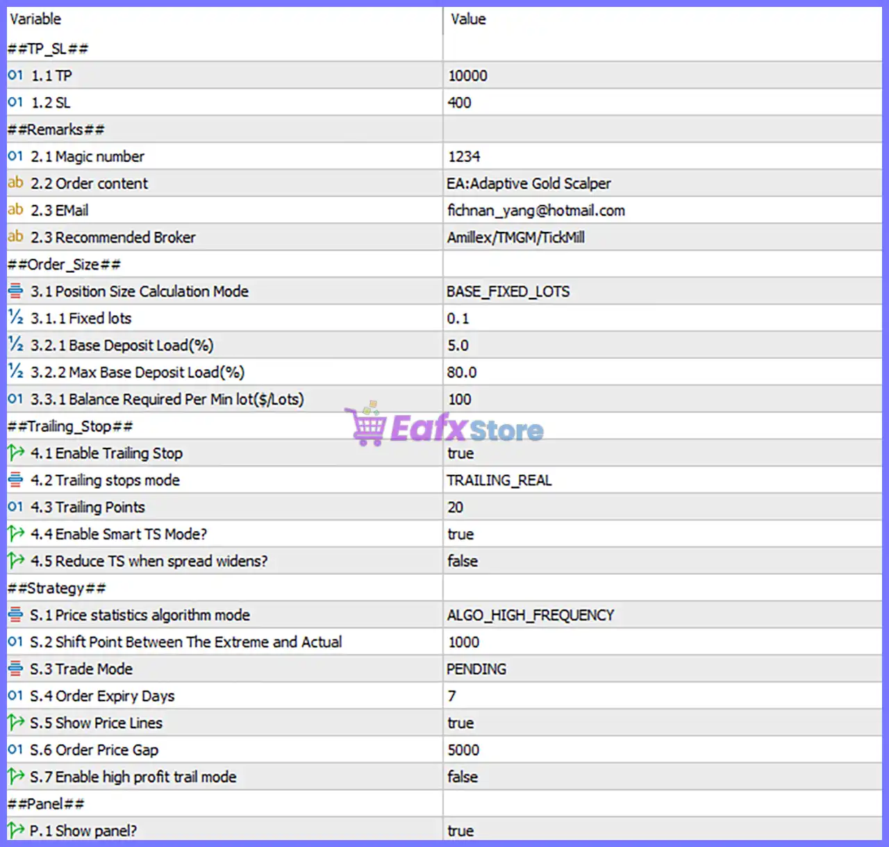 Adaptive Gold Scalper MT5 v1.9 + SetFiles (Unlimited) 8 Adaptive Gold Scalper Robot Settings Panel