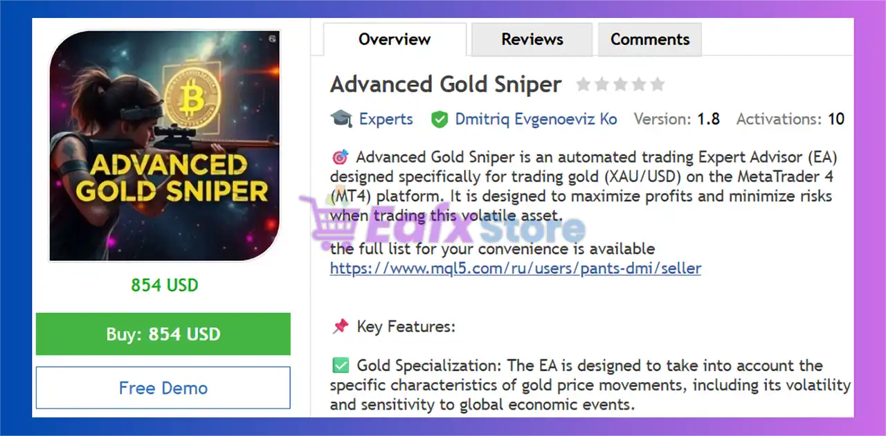 Advanced Gold Sniper EA MT4 (Latest version) - Unlimited 2 Advanced Gold Sniper EA MT4 Review