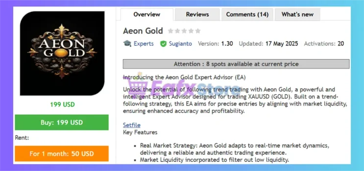 Aeon Gold EA MT5 Overview