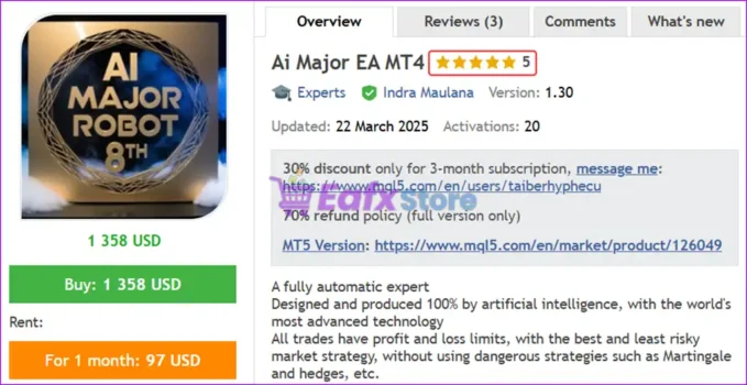 Ai Major EA MT4 Overview