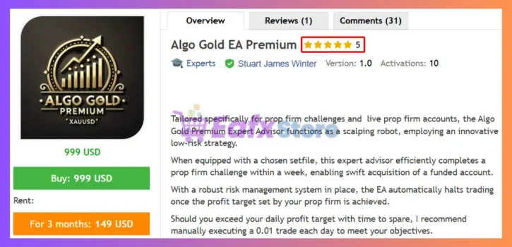 Algo Gold EA Premium MT4 Review