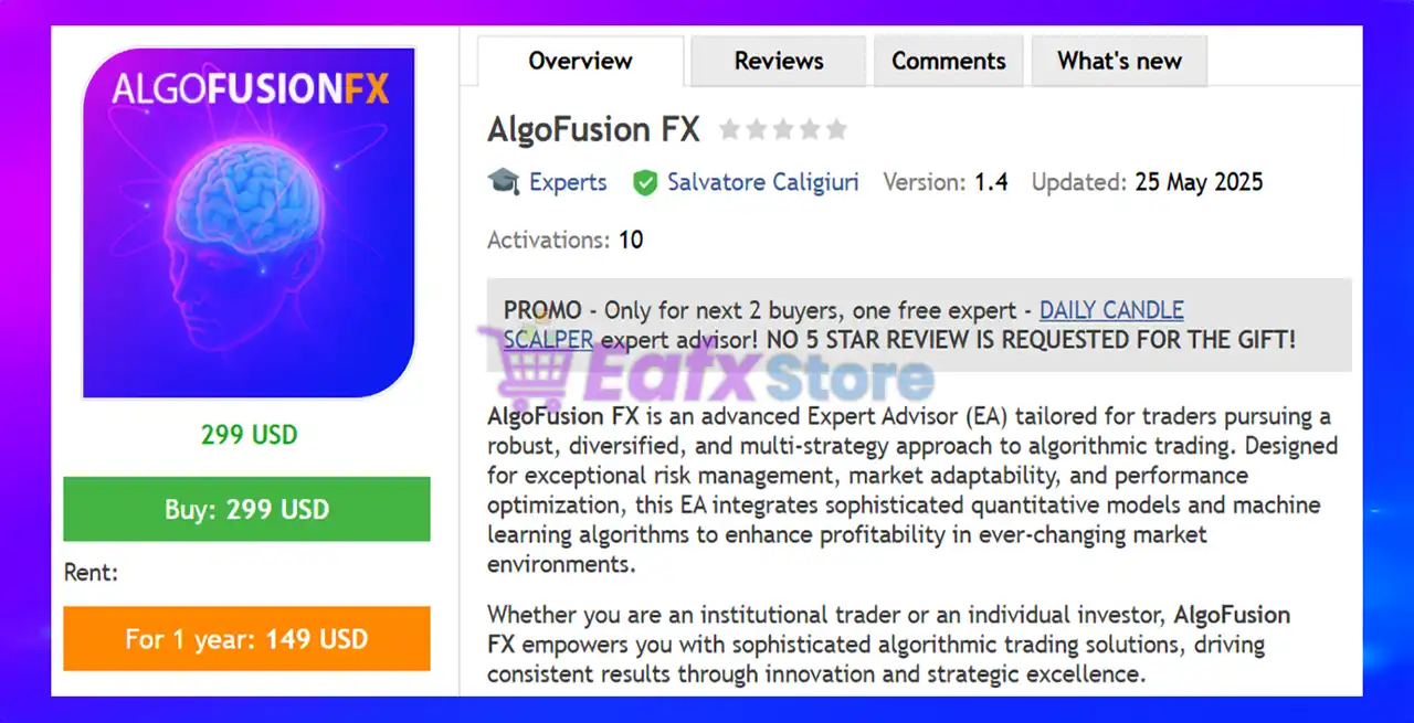 AlgoFusion FX EA MT5 (Latest version) – GroupBuy 2 AlgoFusion FX EA Overview