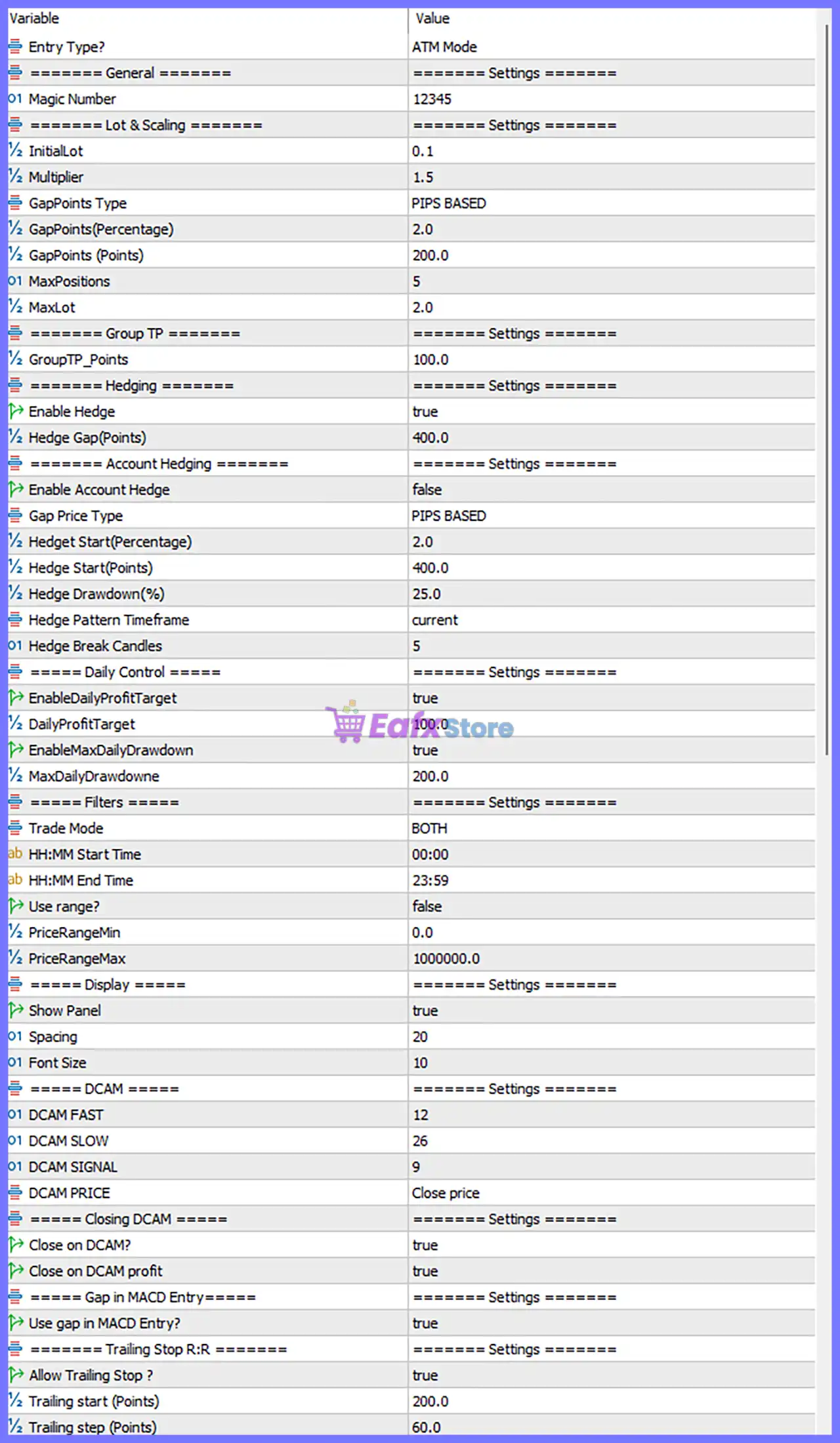 Alpha ATM Bot MT5 with SetFiles (Unlimited) 5 Alpha ATM Bot MT5 Settings Panel