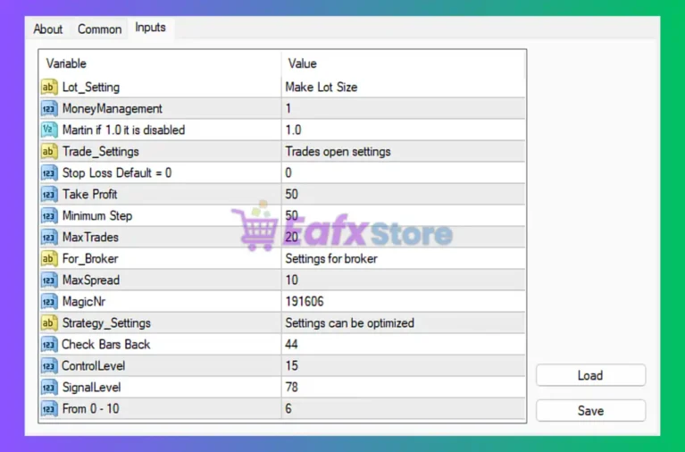 Alpha Hype TrendPro EA MT4 Settings Panel