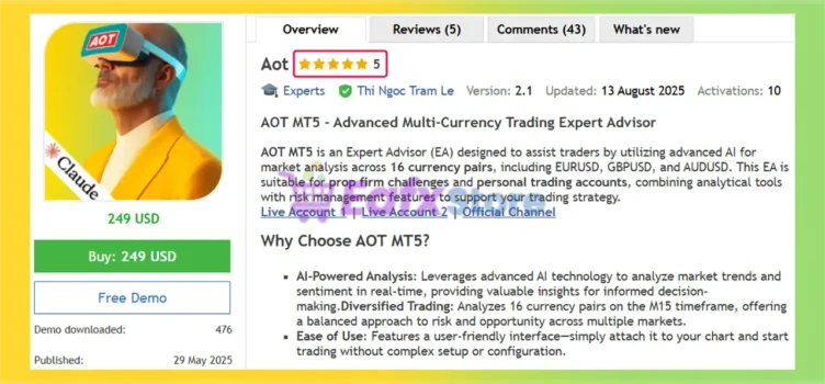 Aot EA MT5 Overview