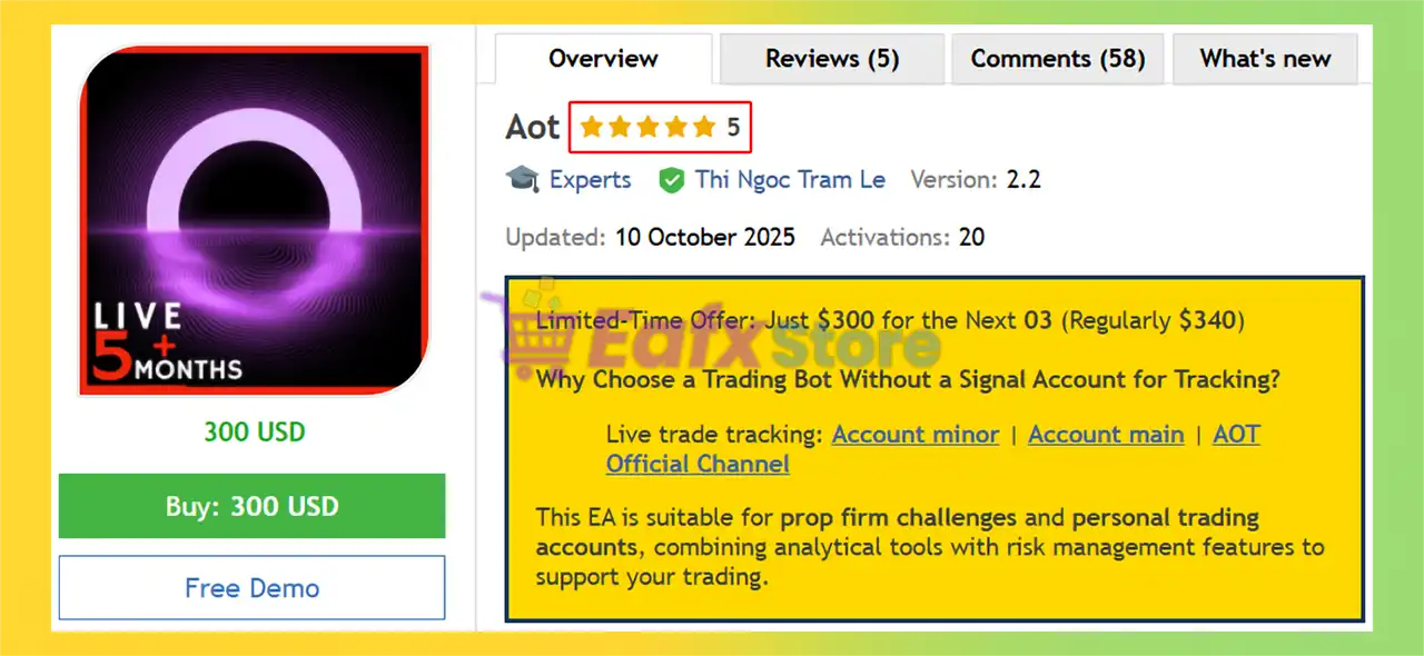 Aot EA MT5 with SetFiles (Latest version) – GroupBuy 2 Aot EA Overview