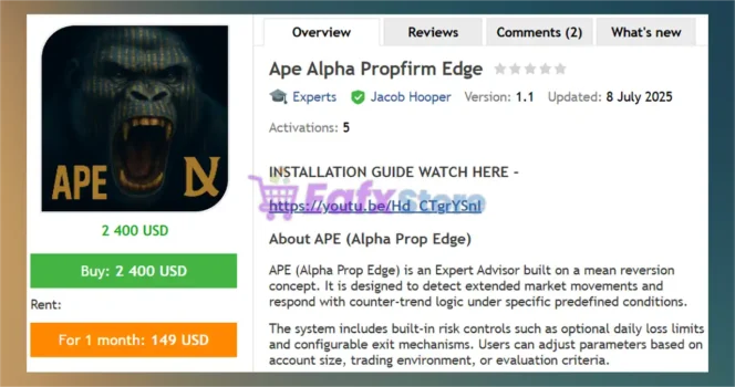 Ape Alpha Propfirm Edge EA Overview