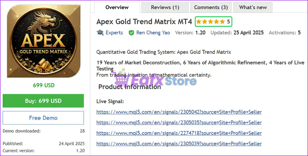 Apex Gold Trend Matrix MT4 (Latest version) - PreOrder 2 Apex Gold Trend Matrix MT4 Overview