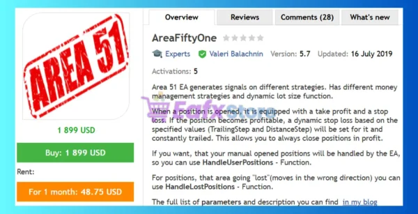 AreaFiftyOne EA MT4 Review