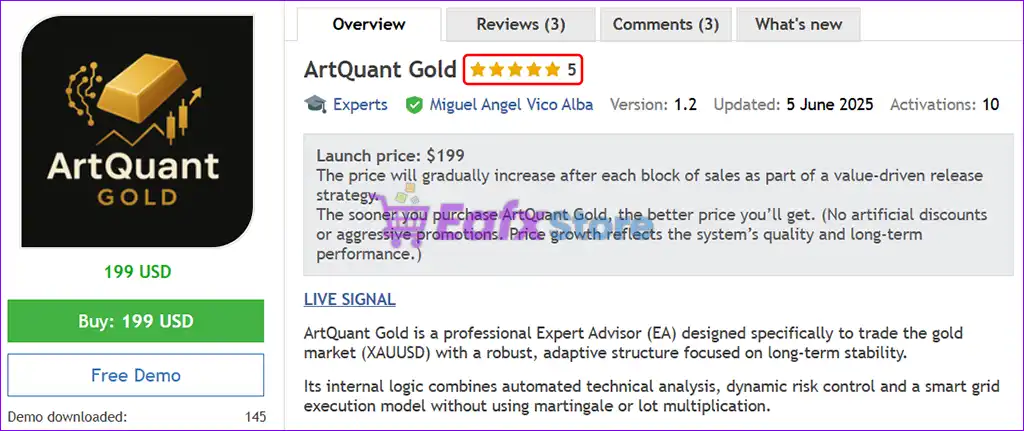 ArtQuant Gold EA MT5 (Latest version) – GroupBuy 2 ArtQuant Gold EA MT5 Overview