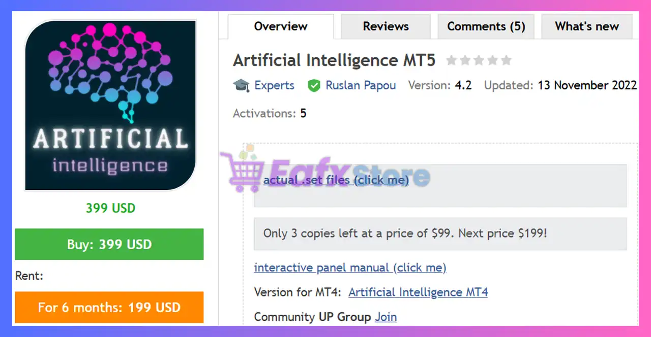 Artificial Intelligence MT5 with SetFiles (Latest version) 2 Artificial Intelligence MT5 Review