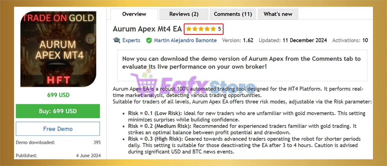 Aurum Apex Mt4 EA v1.60 with SetFiles (Unlimited) 2 Aurum Apex Mt4 Review