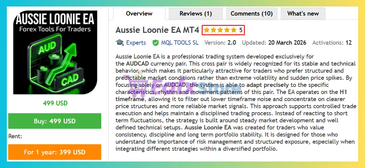 Aussie Loonie EA MT4 (Latest version) - Unlimited 2 Aussie Loonie EA MT5 Review