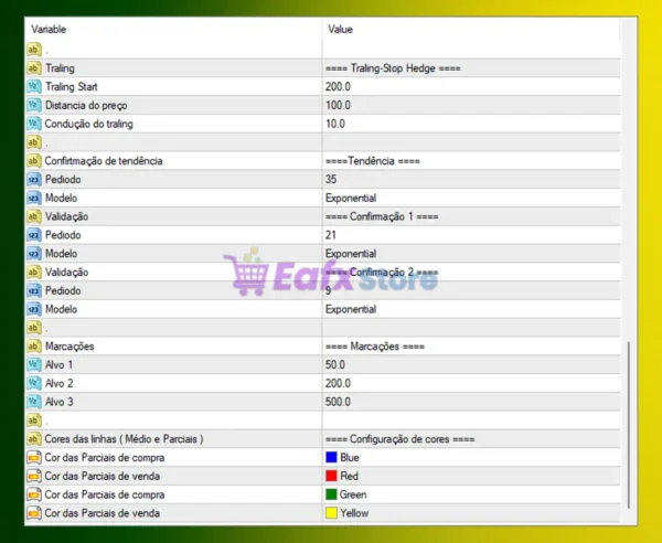 AutoProfitFX TrendTrack EA Settings Panel