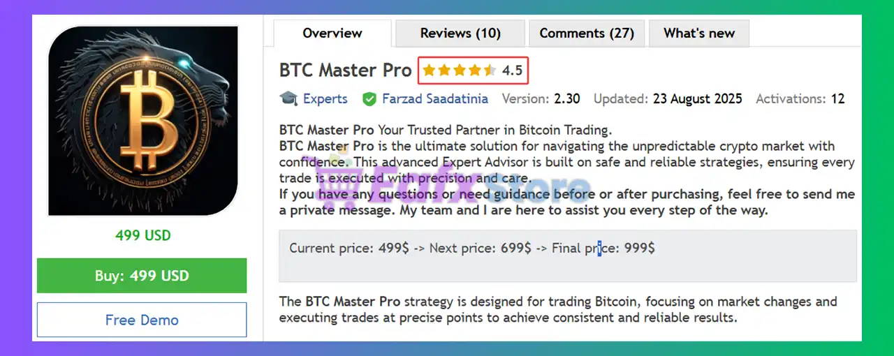 BTC Master Pro MT5 (Latest version) – GroupBuy 2 BTC Master Pro Review