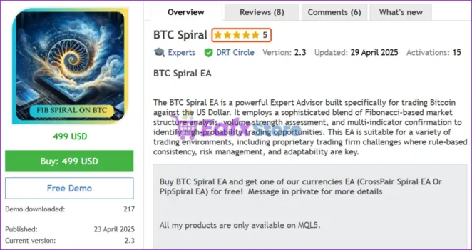 BTC Spiral EA MT5 Overview