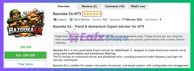 Bazooka EA MT5 Review