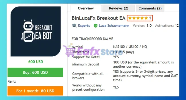 BinLucaFx Breakout EA MT5 Review
