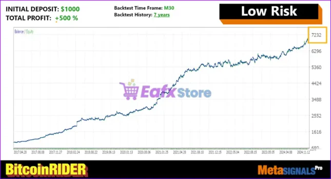 Bitcoin Rider EA MT5 Backtest Trading Results