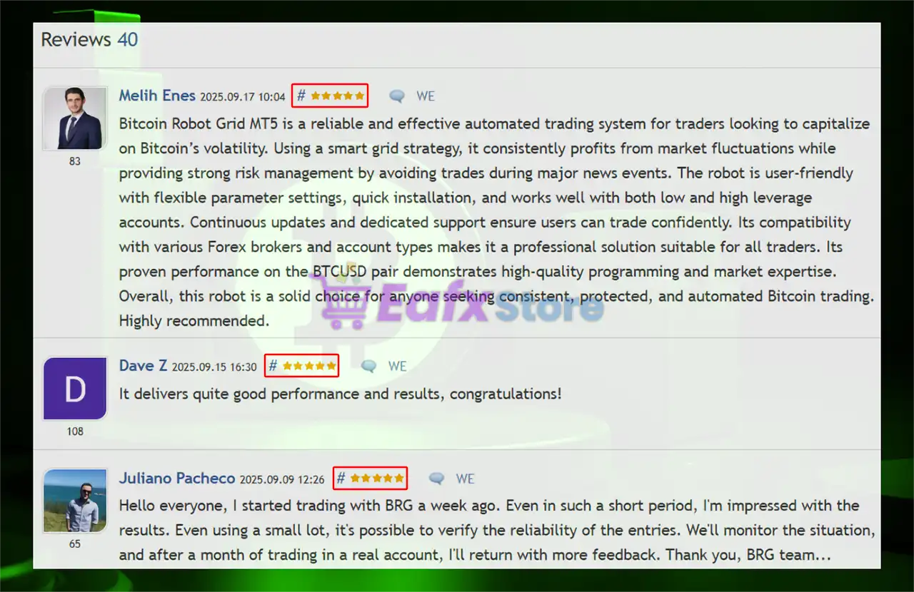 Bitcoin Robot Grid MT5 (Latest version) – GroupBuy 5 Bitcoin Robot Grid MT5 is rated 5 stars by users