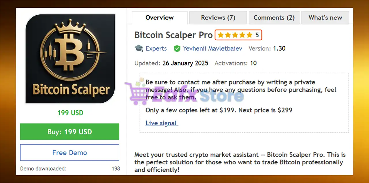 Bitcoin Scalper Pro MT5 (Latest version) – GroupBuy 2 Bitcoin Scalper Pro MT5 Overview
