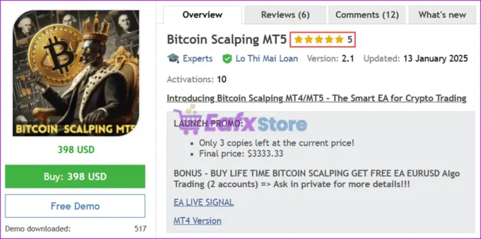 Bitcoin Scalping MT5 Overview