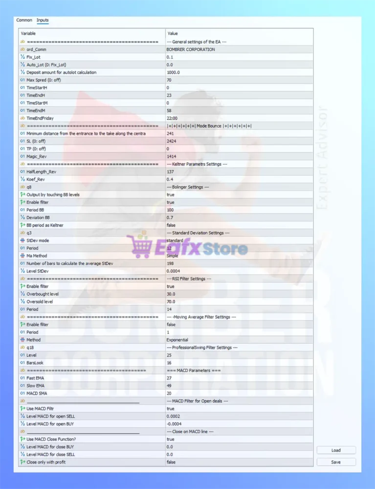 Bomber Corporation EA Settings Panel