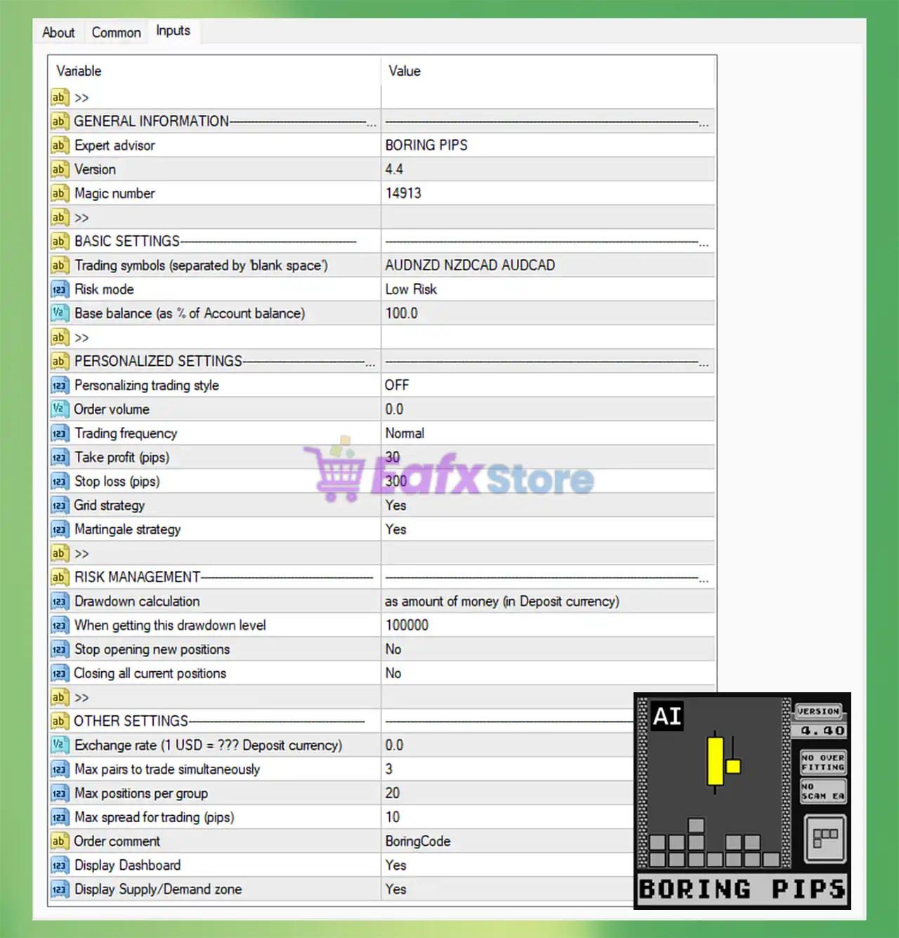 Boring Pips MT4 - Settings Review 3