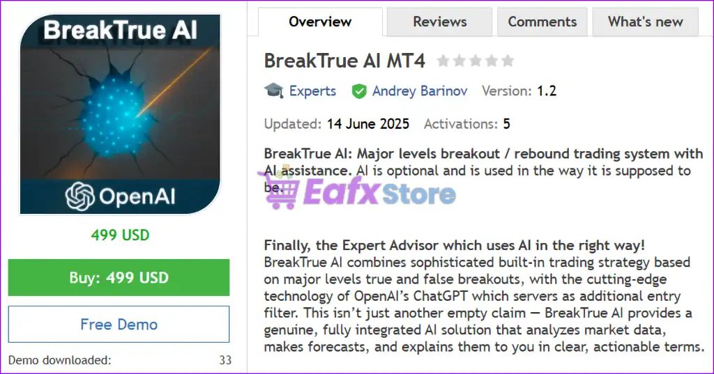 BreakTrue AI MT4 (Latest version) - PreOrder 2 BreakTrue AI MT4 Overview