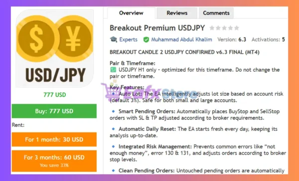 Breakout Premium USDJPY EA Review