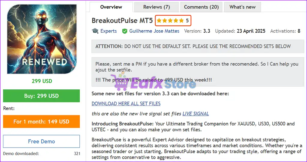 BreakoutPulse MT5 with SetFiles (Latest version) – GroupBuy 2 BreakoutPulse EA MT5 Overview