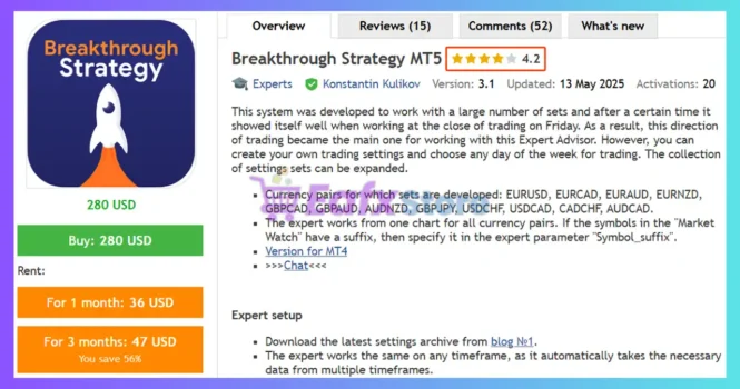 Breakthrough Strategy MT5 Review