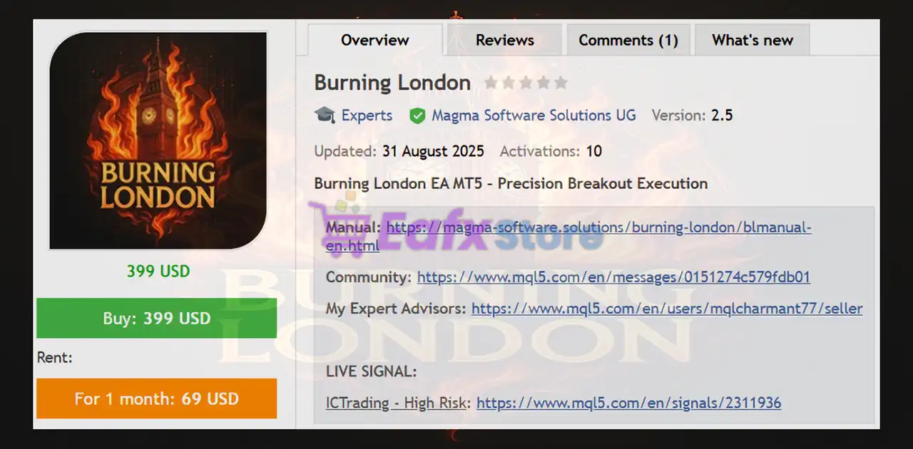 Burning London EA MT5 (Latest version) – GroupBuy 2 Burning London EA MT5 Overview