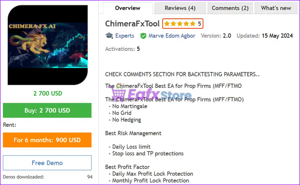 ChimeraFxTool EA MT4 (Latest version) - PreOrder 2 ChimeraFxTool EA MT4 Overview