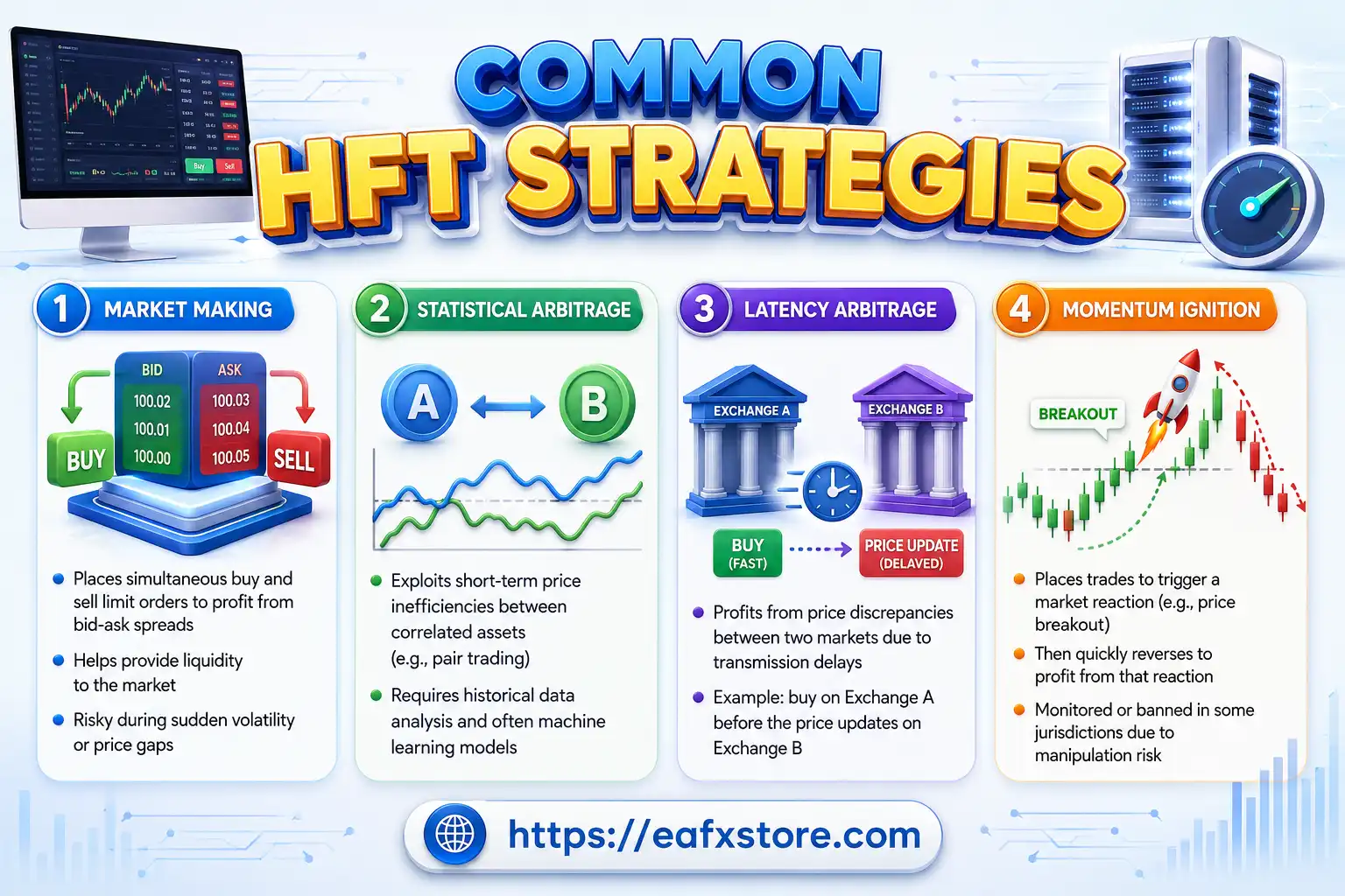 The Secret Behind High-Frequency Trading (HFT): How Supercomputers Make Money in Milliseconds 4 Common HFT Strategies