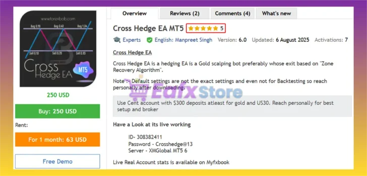 Cross Hedge EA MT5 Overview