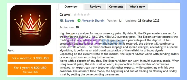 Crown EA MT4 Review