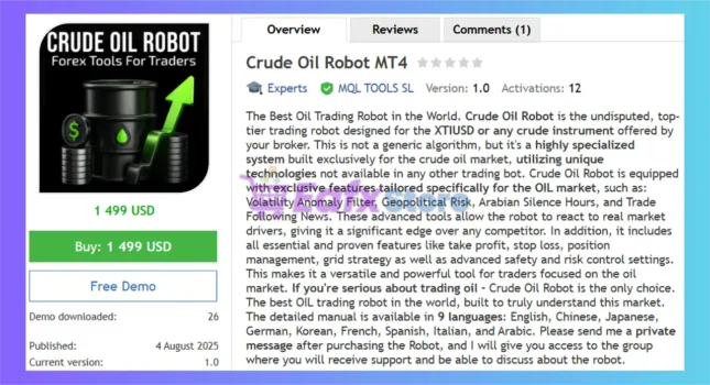 Crude Oil Robot MT4 Overview