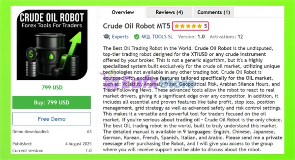 Crude Oil Robot MT5 Overview