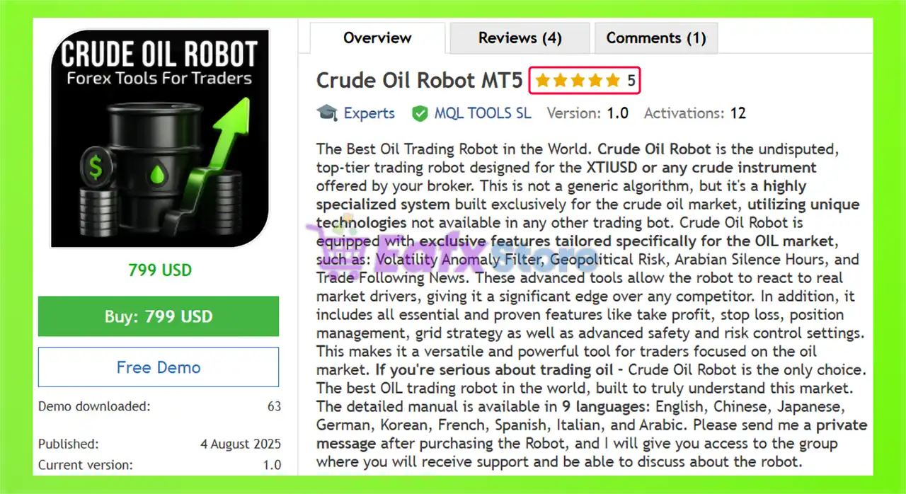 Crude Oil Robot MT5 (Latest version) – GroupBuy 2 Crude Oil Robot MT5 Overview